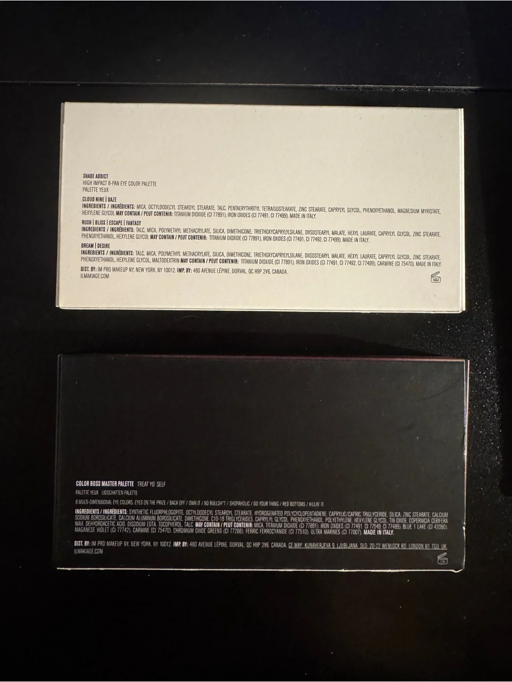 IL MAKIAGE Shade Addict & Color Boss Eye Palettes in White and Black